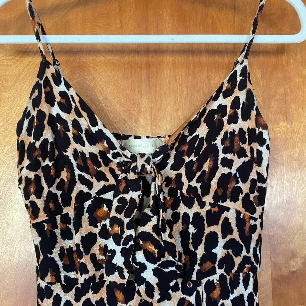 Band of Gypsies Leopard-Print XS Maxi Slip Dress in Brown Black - Picture 4 of 7